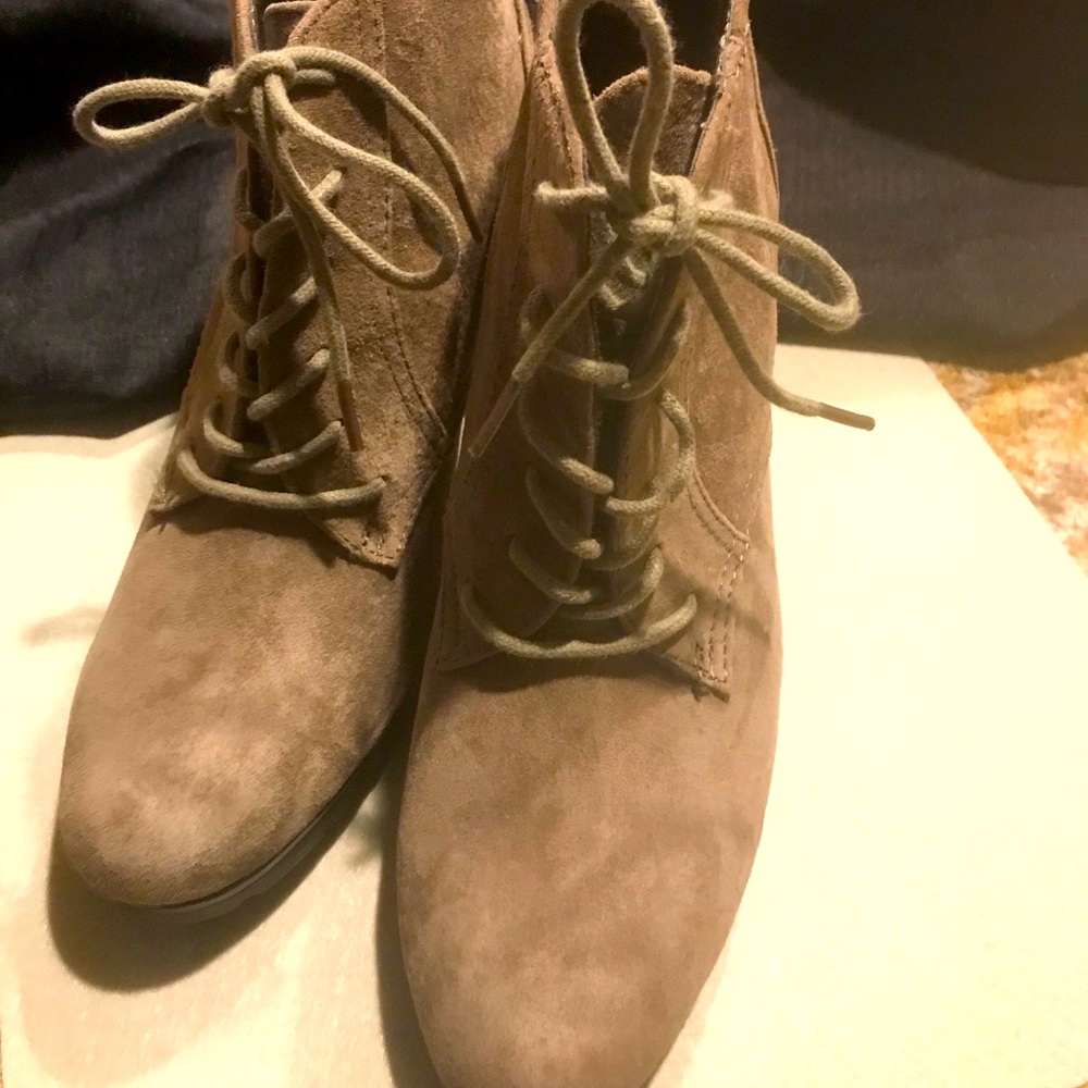 Camel Color Suede ankle boots